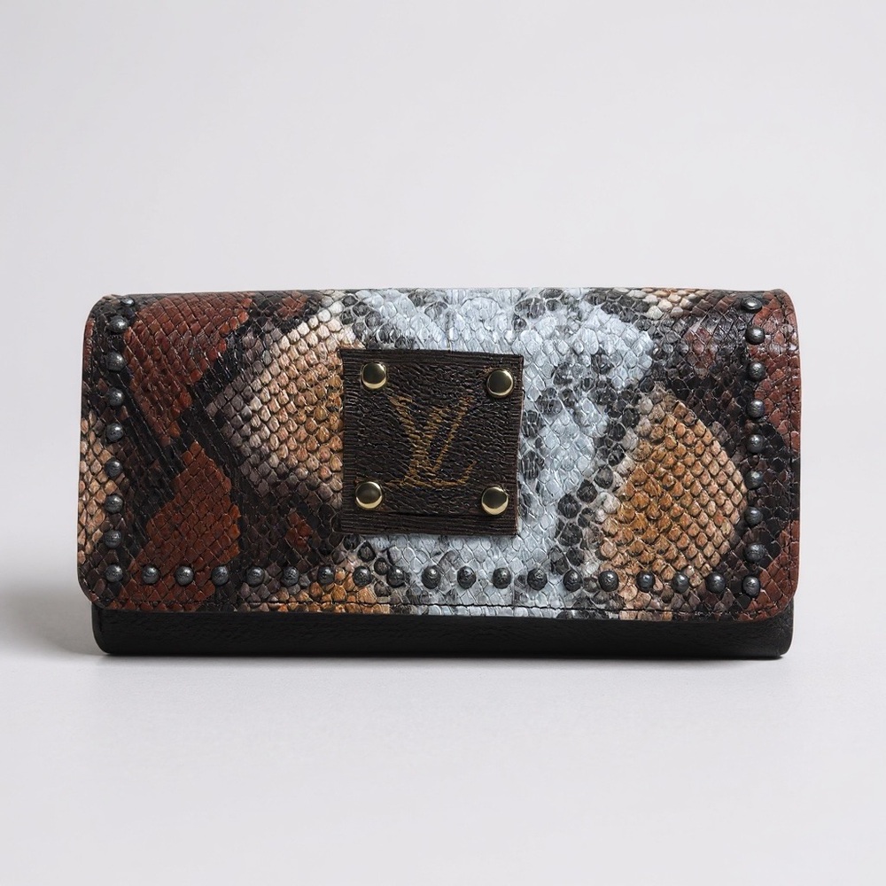 Louis Vuitton upcycled Snakeskin Clutch wallet new Angel Ranch reworked luxxe